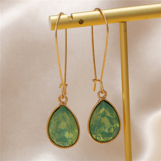 Minimalist Geometric Teardrop Earrings in Alloy with Rhinestone Inlay for Women