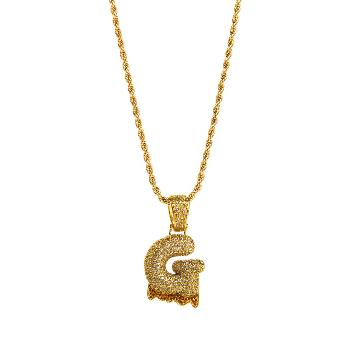 Collana con ciondolo a lettera "Sweet-Edgy" da donna in ottone con intarsio in zirconi cubici su catena a clavicola