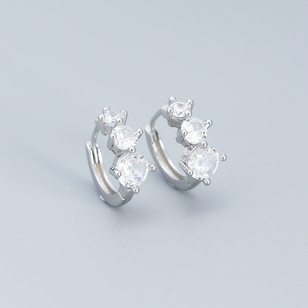 Eleganti orecchini a cerchio rotondi geometrici in argento sterling 925 con intarsio di zirconi cubici da donna