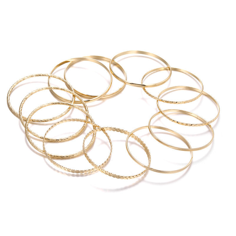 Bohemian Multi-Layer Plated Alloy Bracelet Set for Women