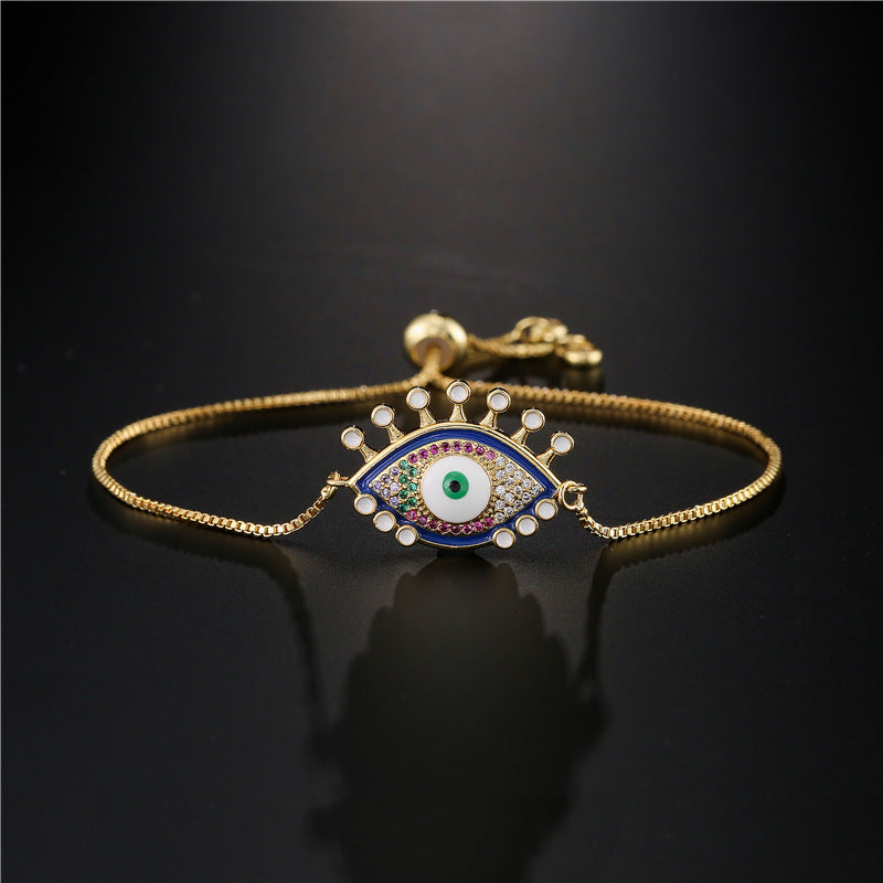 Geometric Brass Inlaid Cubic Zirconia Bracelet for Women