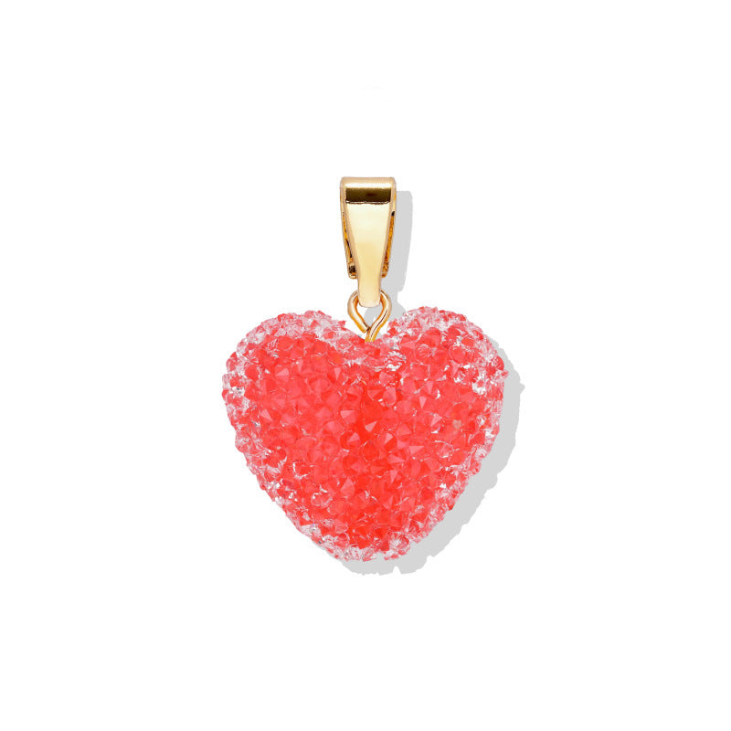 Colorful Heart Plated Stainless Steel Charm Bar Necklace for Women