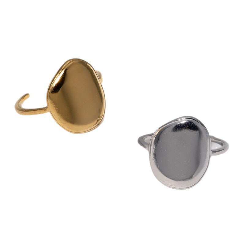 Minimalist Geometric Stainless Steel Open Ring for Women with Plated Finish