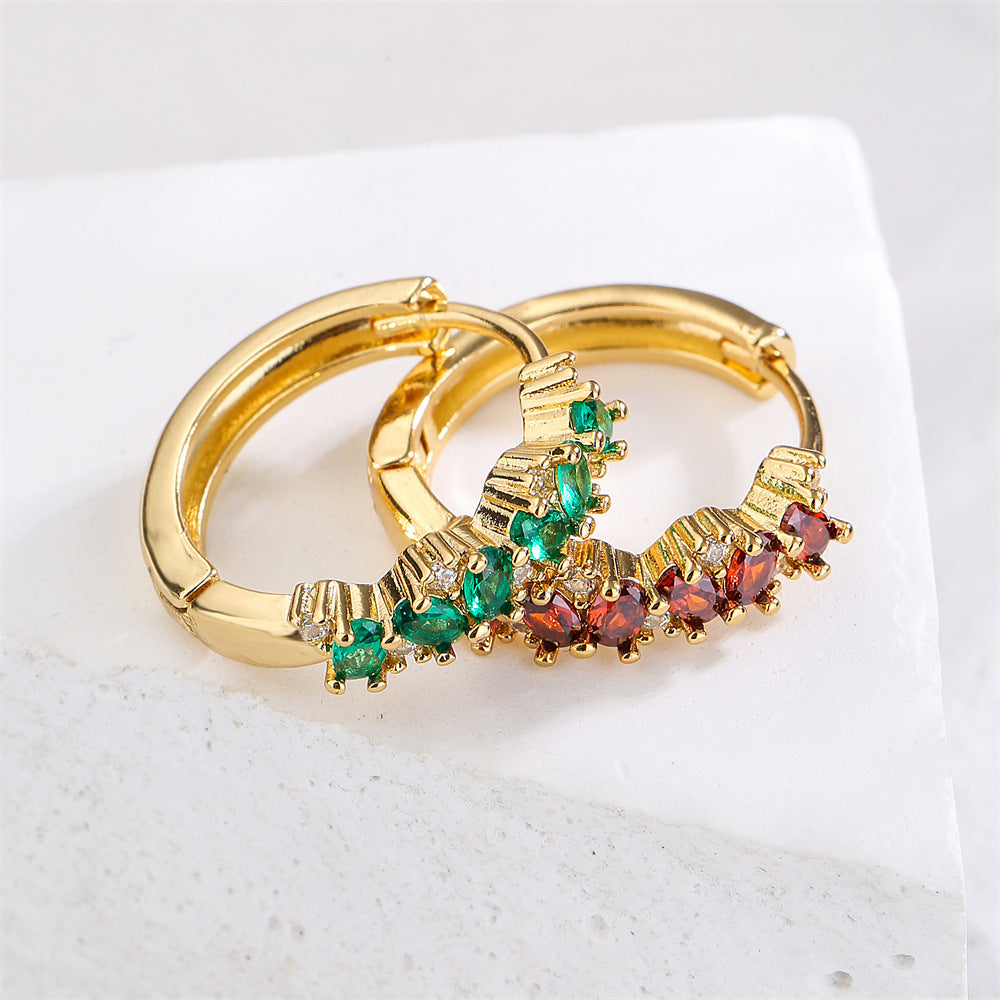 Geometric Hoop Earrings for Women with Copper Base Plated in 18K Gold and Micro-Paved Zirconia