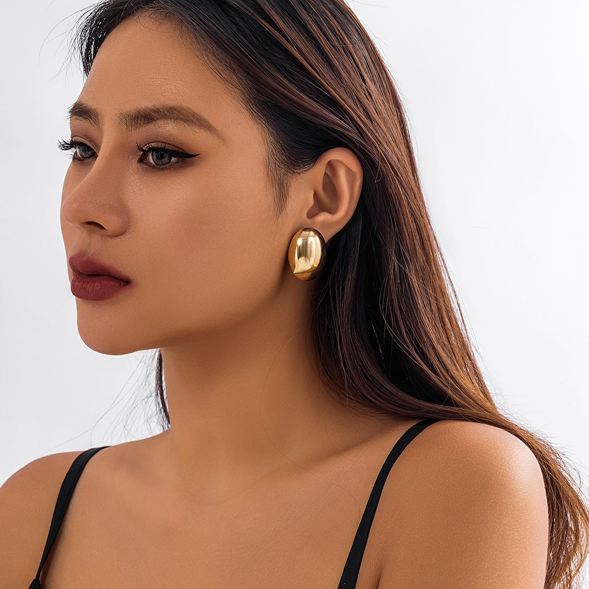 Exaggerated Heart and Floral Plated Stainless Steel Drop Earrings for Women