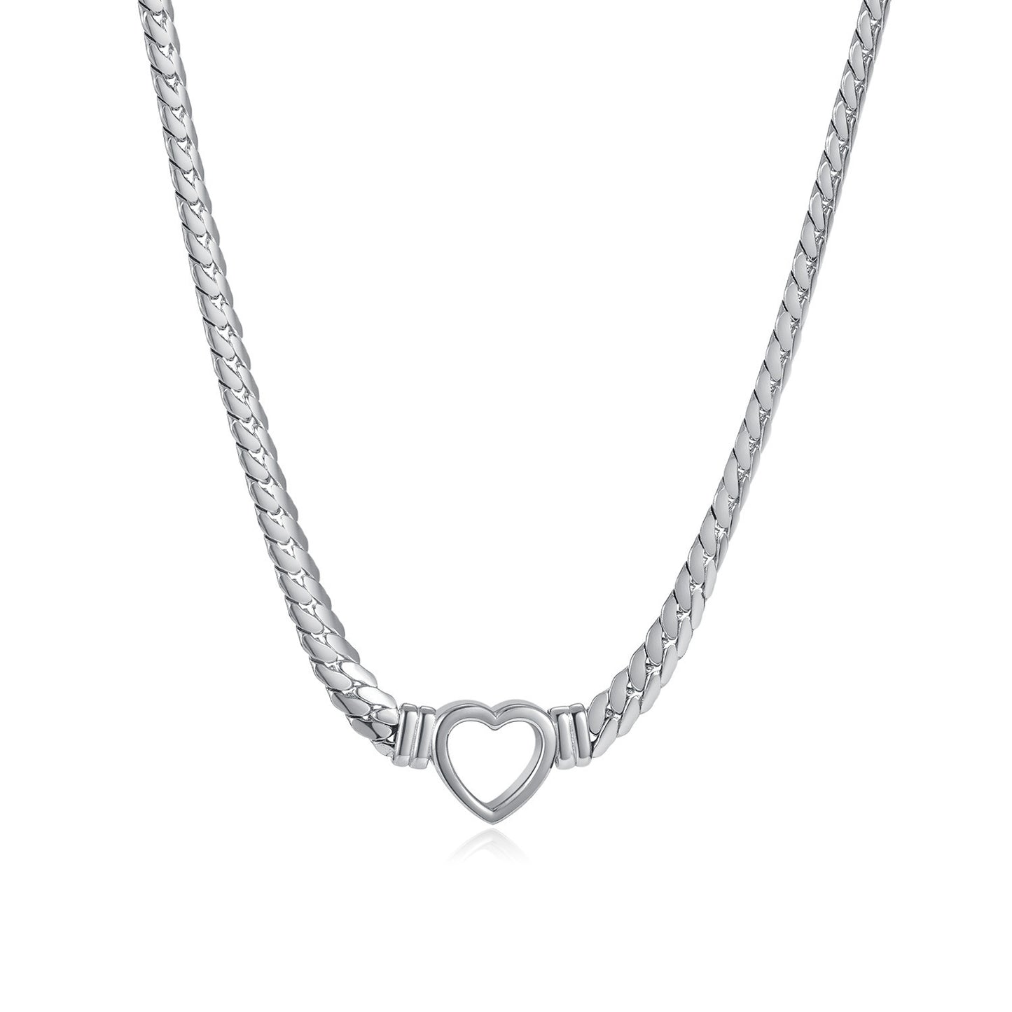 Collar Colgante Corazón Hueco Minimalista de Acero Titanio Estilo Vintage Elegante para Mujer con Acabado Chapado