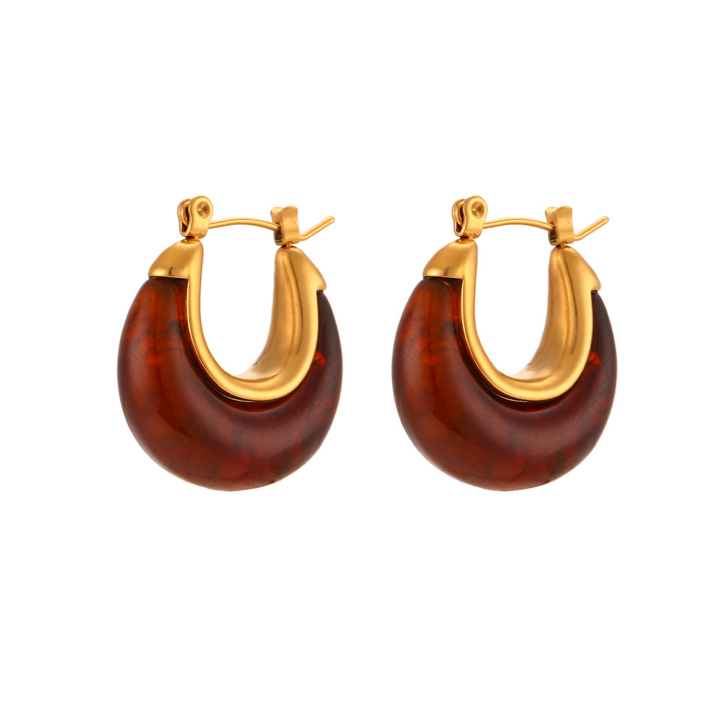 Minimalist Retro Fashion Stainless Steel Circular Hoop Earrings for Women with Plated Finish