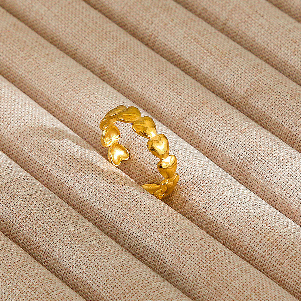 Minimalist Geometric Flower-Shaped Titanium Steel Ring with Plating Finish for Women, Adjustable Open Band Fashion Ring