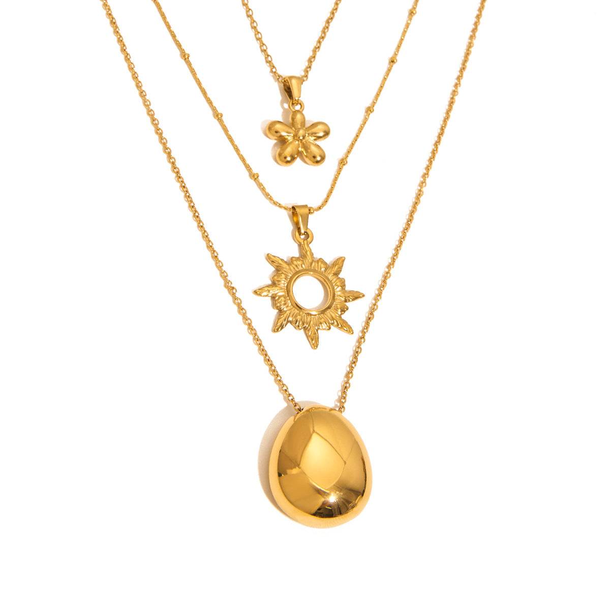 Minimalist Luxury 18K Gold Plated Geometric Oval Stainless Steel Necklace for Women