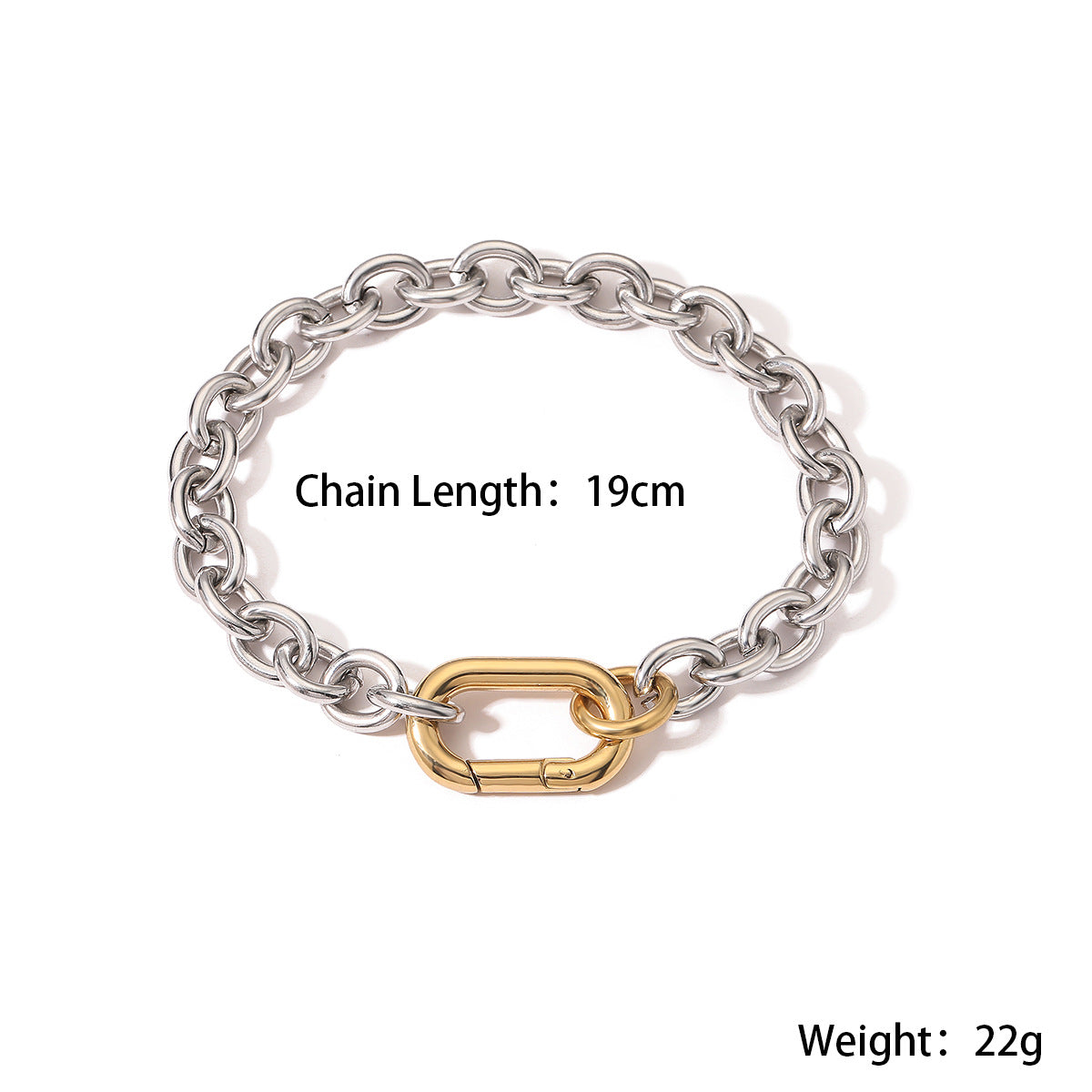 Bracciale minimalista in acciaio inossidabile placcato oro 18 carati da donna, design a contrasto di colore, accessorio di moda stile geometrico