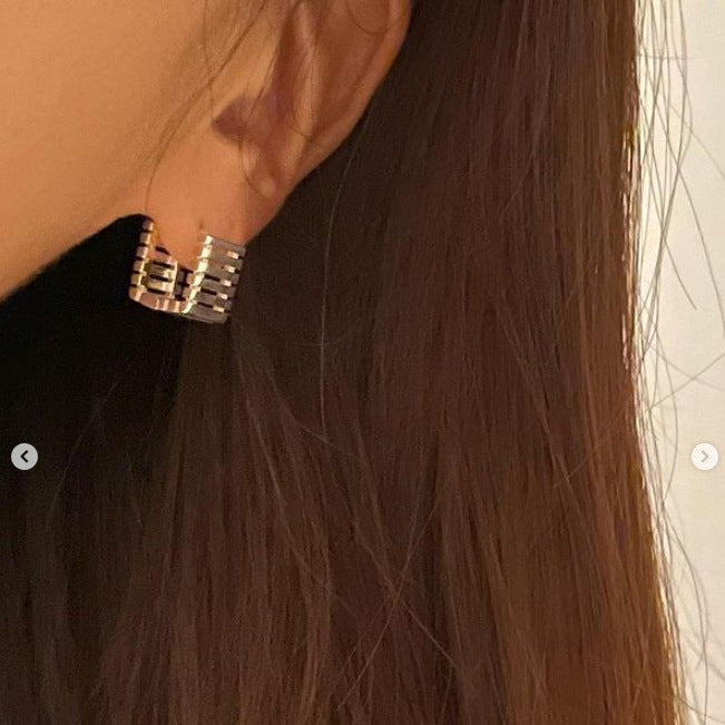 Minimalist Geometric Square Stud Earrings for Women in 925 Sterling Silver with Gold Plating