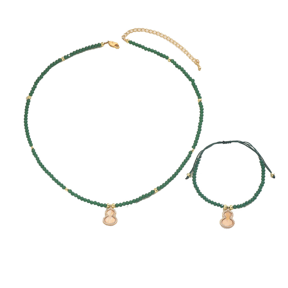 Juego de collar y pulsera de cobre con forma de calabaza minimalista de moda con incrustaciones de circonitas para mujer