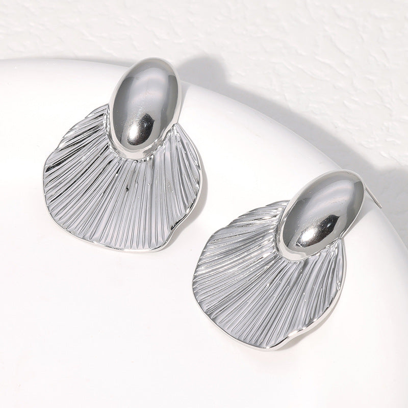 Minimalist Leaf Plated Stainless Steel Earrings for Women