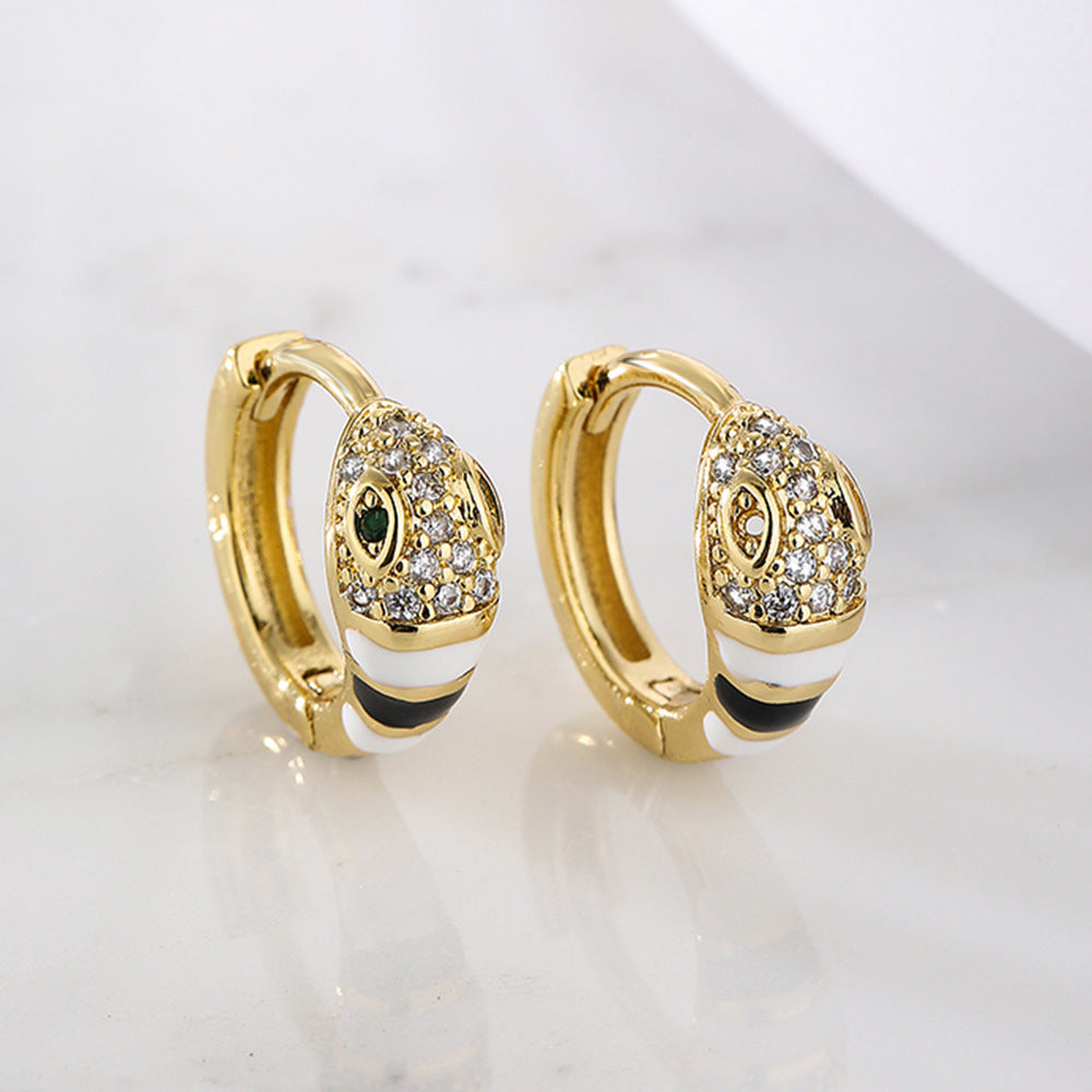 Bohemian Style Geometric Copper Earrings with 18K Gold Plating and Enamel Finish for Women