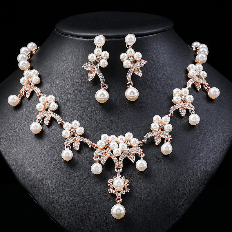 Vintage Floral Branch-Shaped Alloy Necklace Set with Electroplated Finish for Women, O-Chain Collar Necklace and Matching Earrings