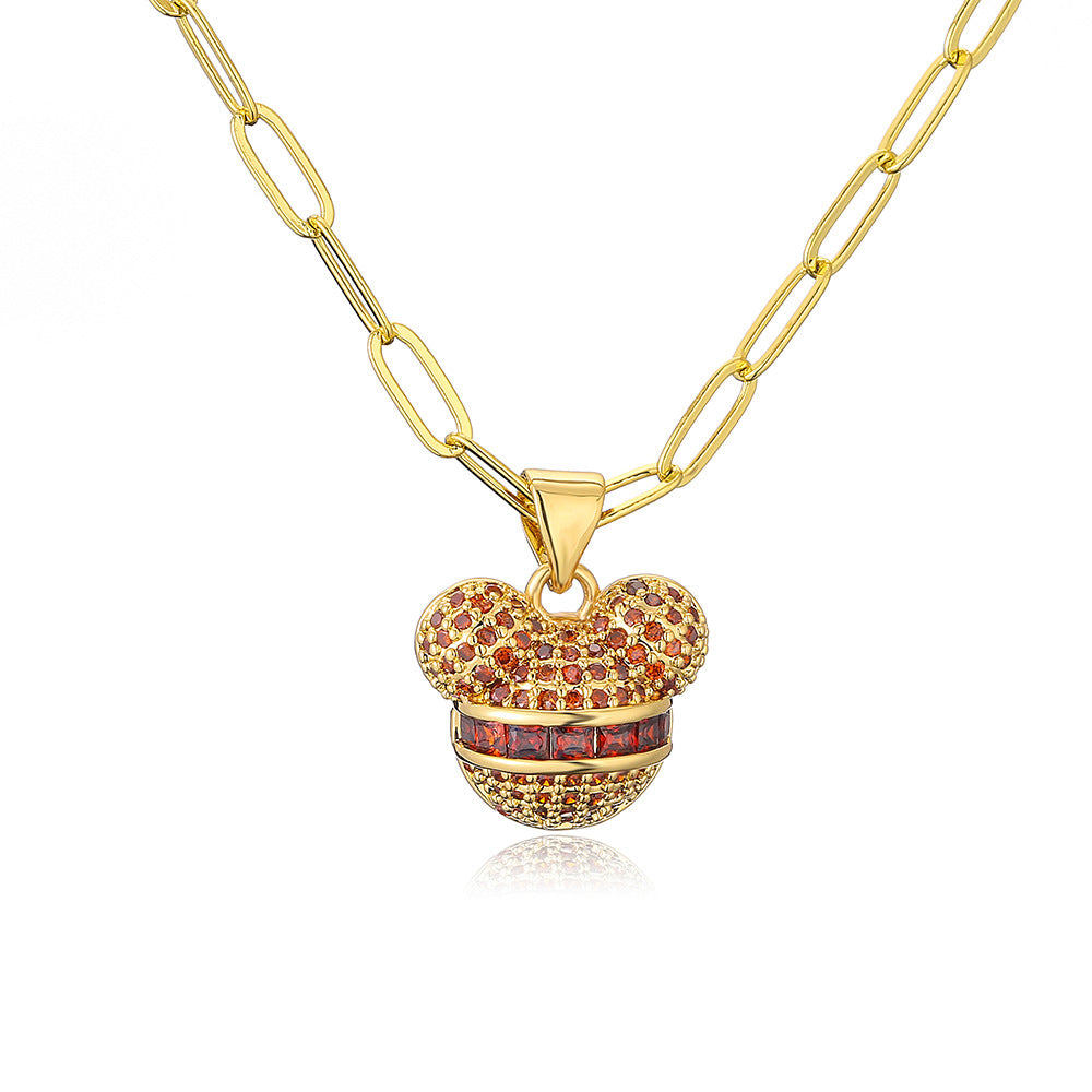 Minimalist Geometric Pendant Necklace for Women with Copper Base Plated in 18K Gold and Micro-Paved Zirconia