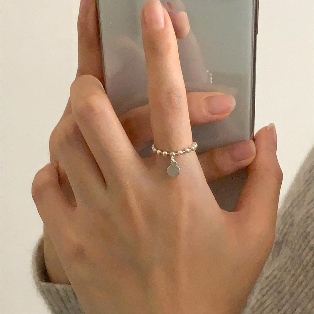 Anello in Argento Geometrico Minimalista con Design a Sfera Arrotondata da Donna, Fascia in Argento Sterling 925, Finitura Lucida