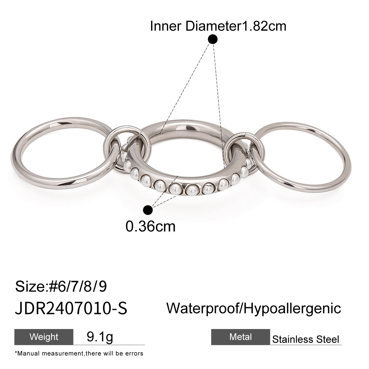 Elegant Geometric Round Stainless Steel Plated Pearl Ring for Women