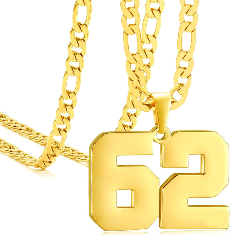 Minimalist Numeric Pendant Necklace for Men and Women Stainless Steel Chain with Polished Titanium Steel Charm