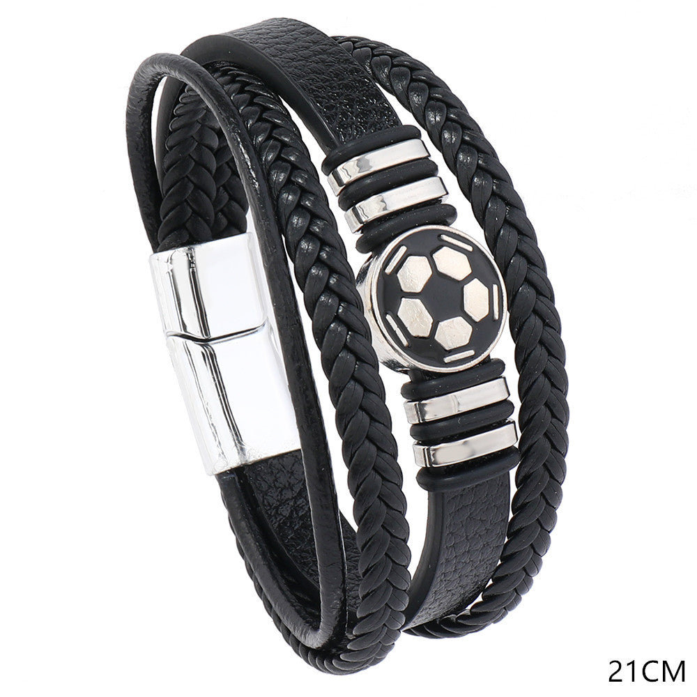 Pulsera magnética de cuero geométrico unisex, estilo punk urbano, regalo de joyería para aficionados a los deportes