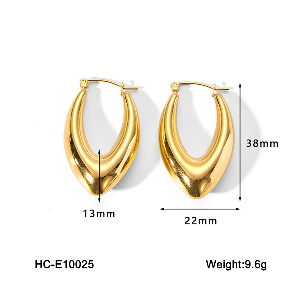 Pendientes de Acero Inoxidable Huecos Geométricos Minimalistas para Mujer con Acabado Chapado