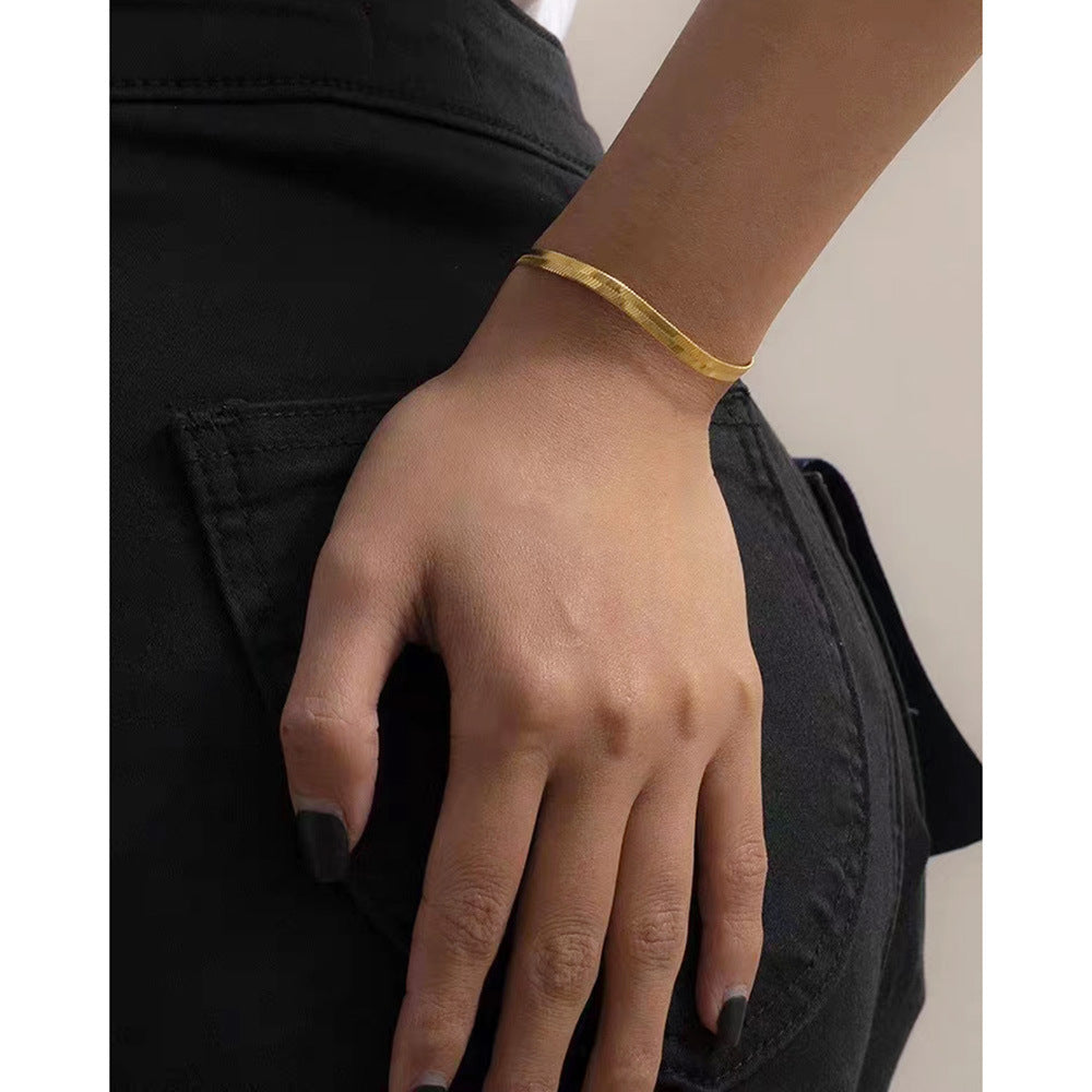 925 Sterling Silver Geometric Snake Chain Bracelet