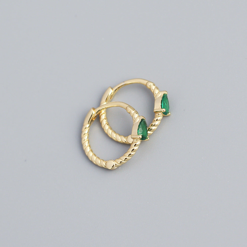 Minimalist 925 Sterling Silver Geometric Teardrop Rope Hoop Earrings for Women