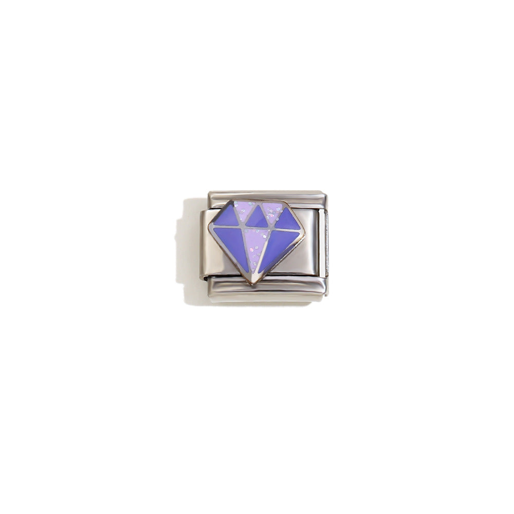 Elegant 18K Gold Plated Drip Oil Square Stainless Steel Charm Bar for Women