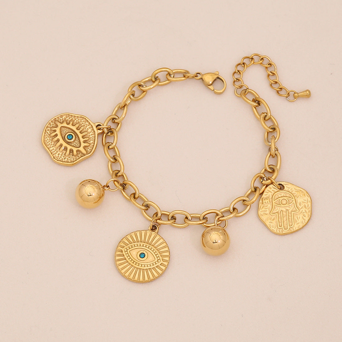 Bracciale in acciaio inossidabile a stella e luna geometriche con finitura galvanica da donna