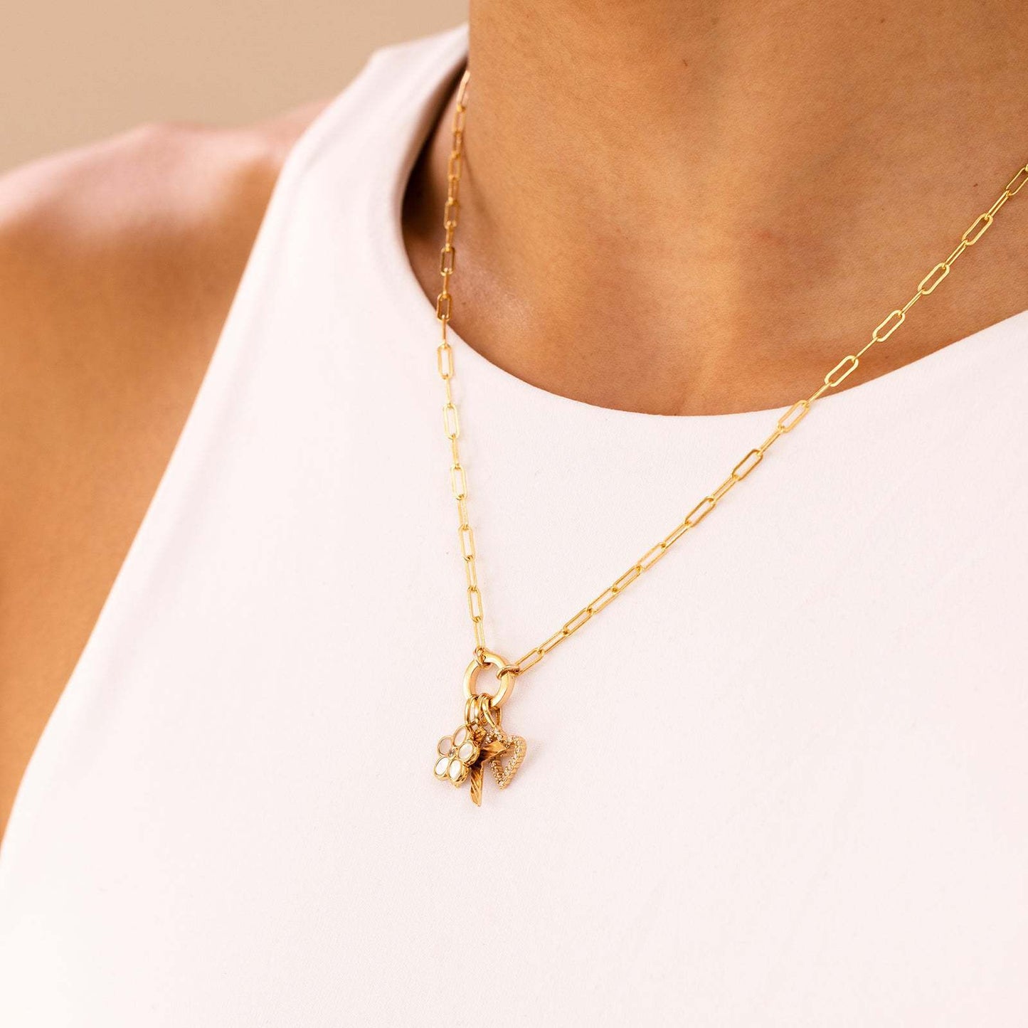 Vintage Brass Cross Butterfly Heart Letter Pendant Necklace with Floral Design for Women