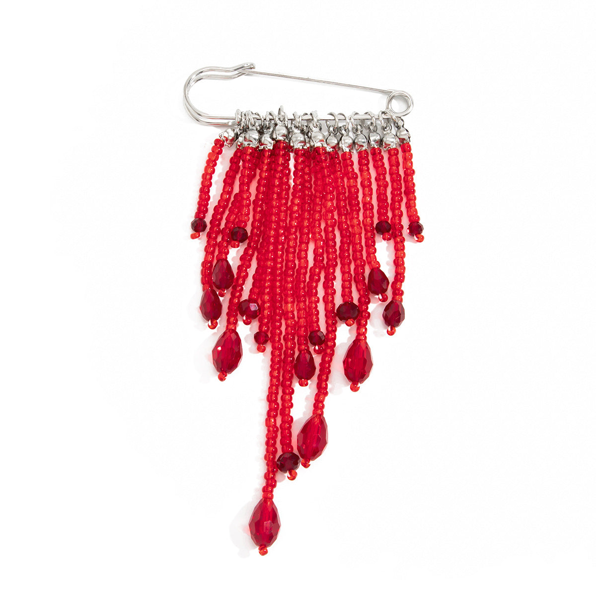 Exaggerated Plated Iron Teardrop Brooch with Crystal and Round Geometric Elements for Women