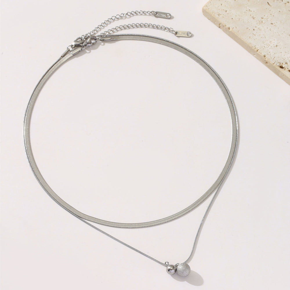 Collar minimalista geométrico de acero inoxidable con cuentas para mujer, chapado en oro de 18 quilates, cadena de clavícula