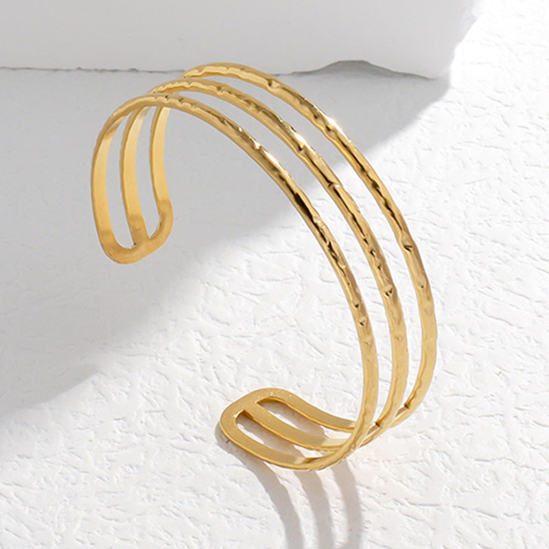 Bracciale Minimalista Geometrico in Acciaio Inossidabile con Finitura Placcata da Donna