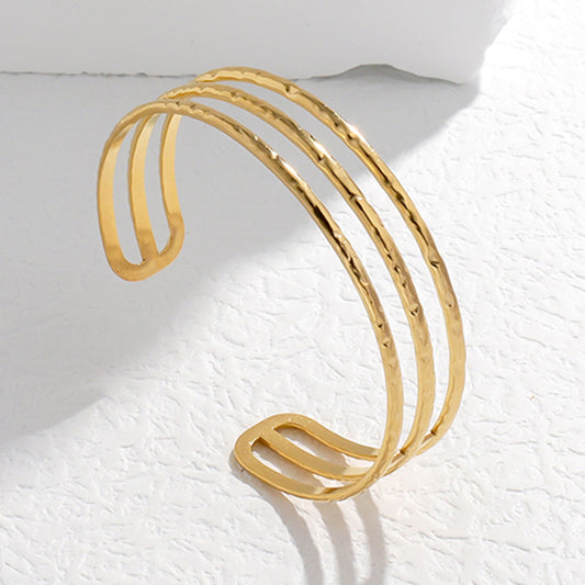 Minimalist Geometric Line Stainless Steel Bracelet with Plated Finish for Women