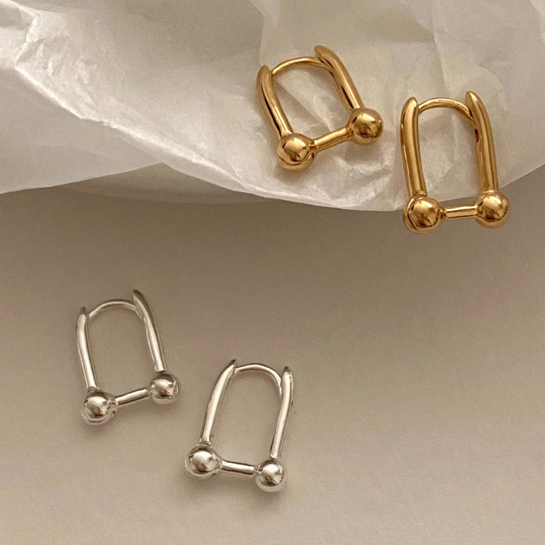Orecchini Minimalisti Geometrici Stile Industriale in Argento Sterling 925 Realizzati a Mano con Dettaglio a U
