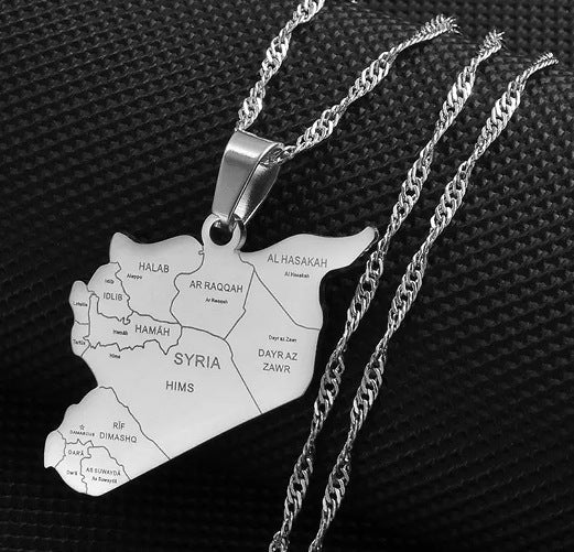 Minimalist Map City Pendant Necklace for Unisex in Stainless Steel with Titanium Steel Charm and Electroplated Finish