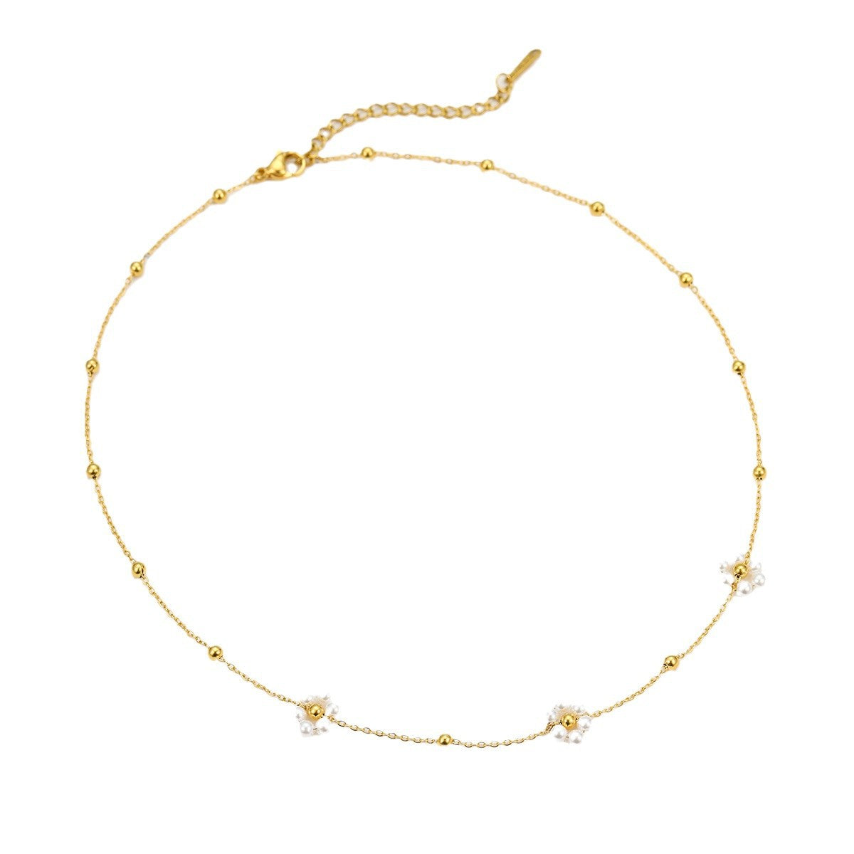 Collar con colgante de acero inoxidable en forma de flor estilo OL a la moda con detalle de borla para mujer