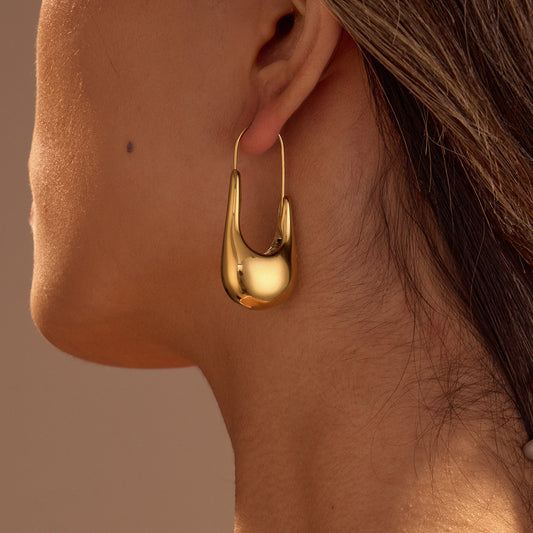 Orecchini a clip geometrici minimalisti in acciaio inossidabile placcato oro 18K per donna