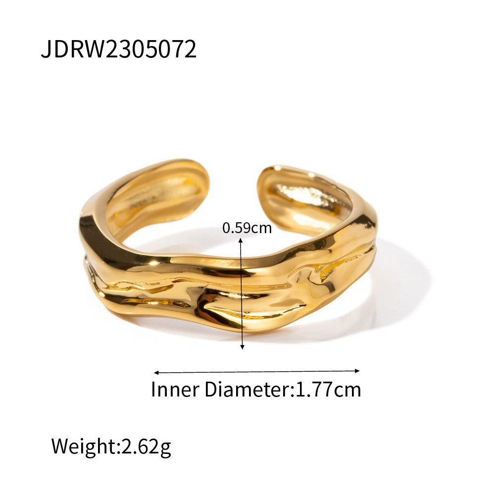Anello Vintage a Cuore in Acciaio Inossidabile con Finitura Placcata per Donna Accessorio di Moda Geometrico Minimalista