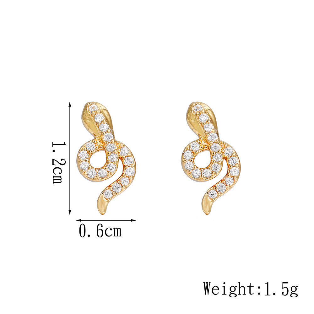 Vintage Sweet Butterfly Geometric Gold Plated Brass Stud Earrings with Cubic Zirconia