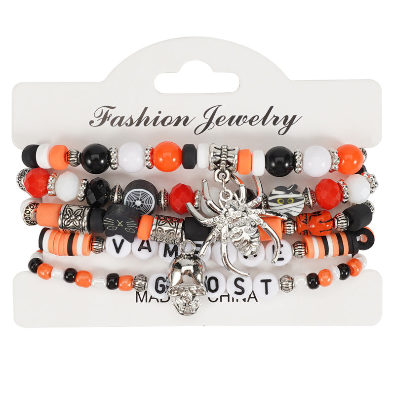 Juego de pulseras de cuentas con letras unisex casuales con colgante, pulsera de moda electrochapada de aleación para recuerdo de viaje