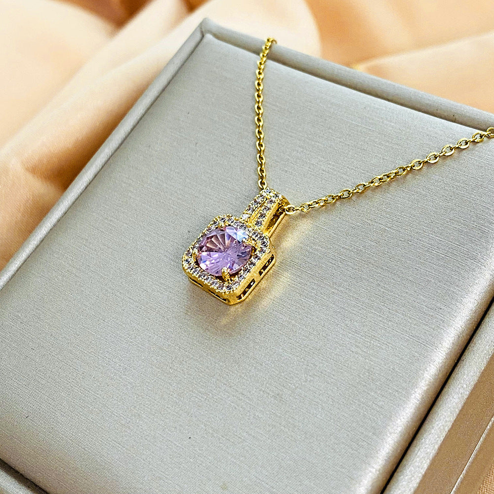 Original Design Irregular Animal Shape Rhinestone-Set Titanium Steel Clavicle Necklace for Women