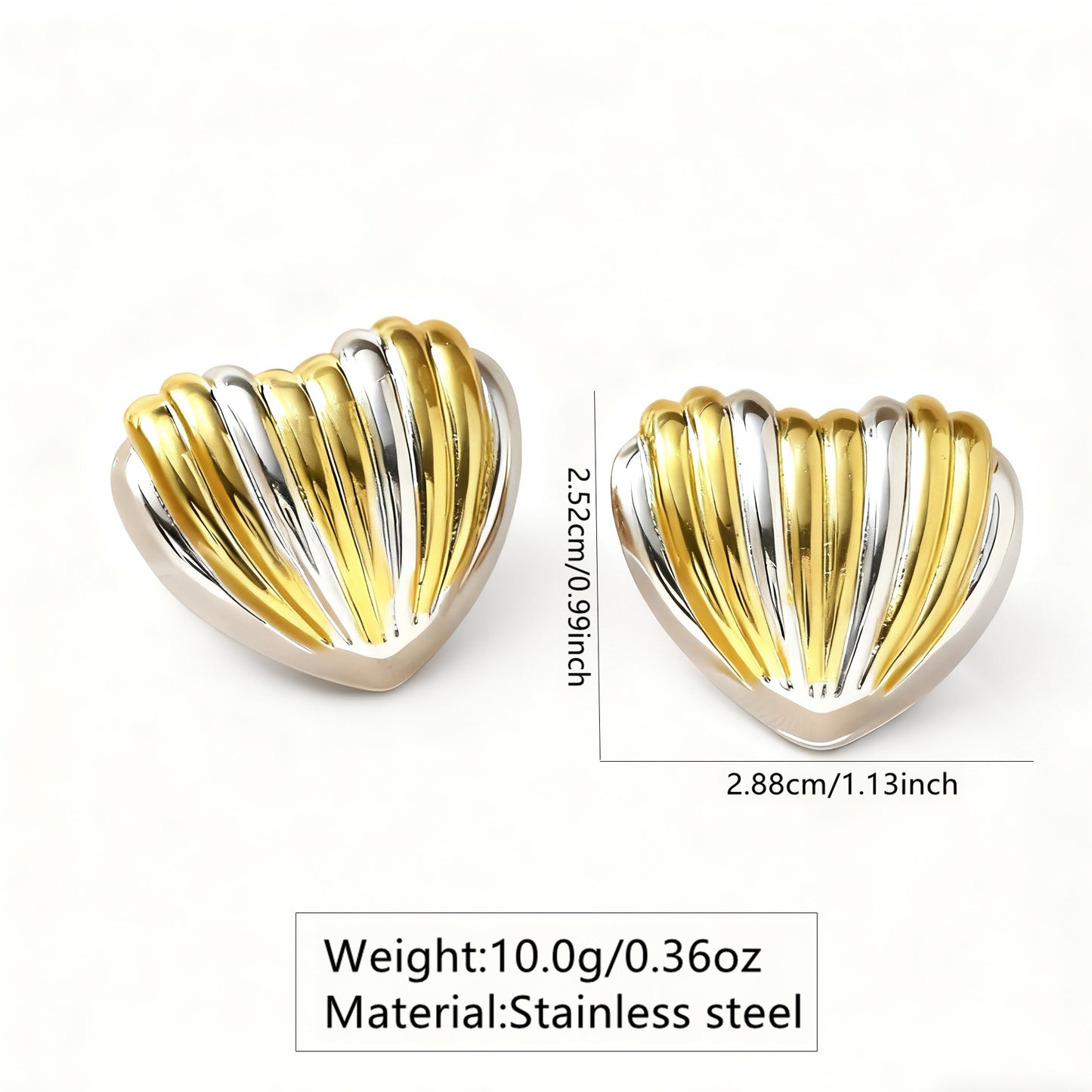 Sweet Striped Heart Plated Stainless Steel Earrings