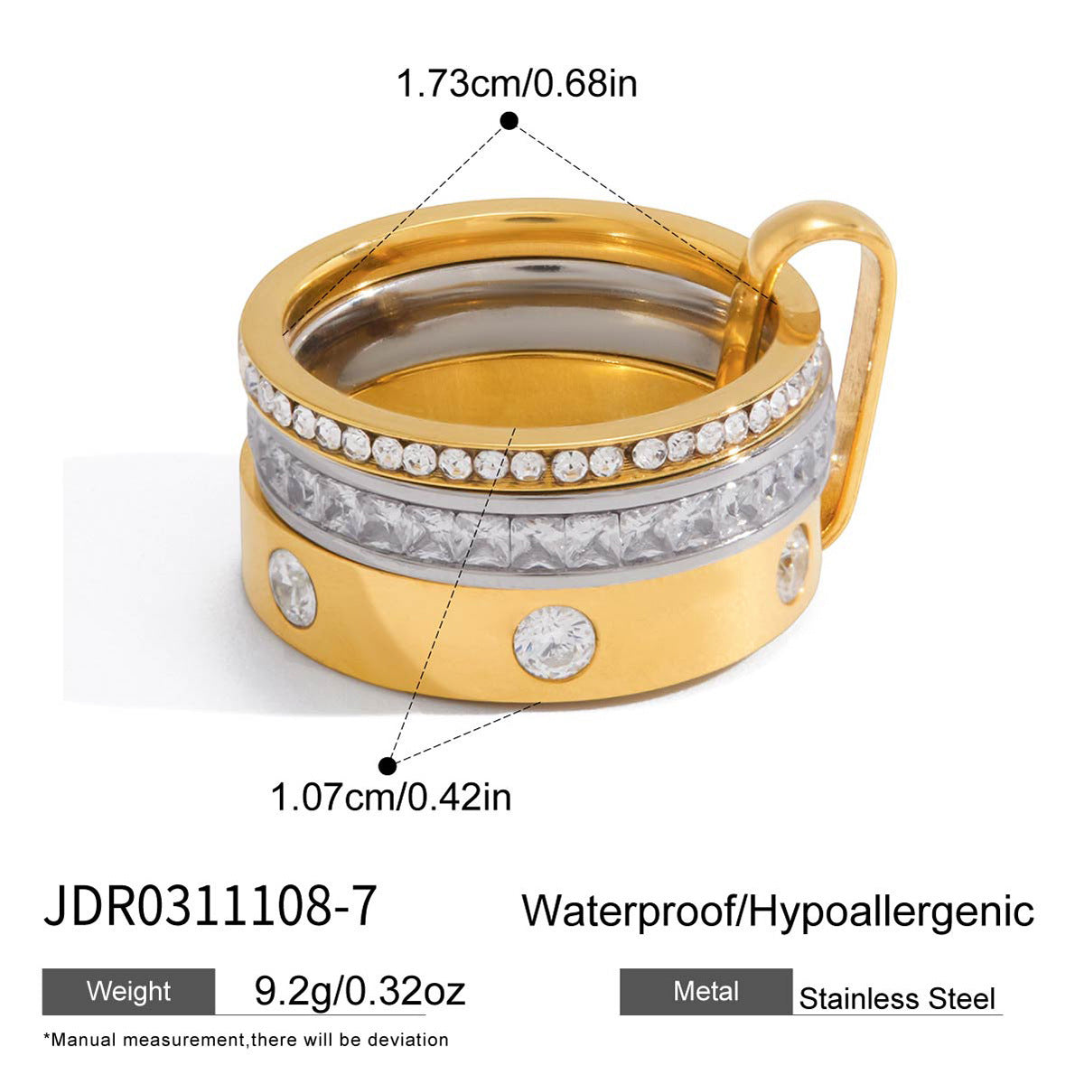 Elegant Geometric Heart Stainless Steel Plated Cubic Zirconia Bracelet for Women