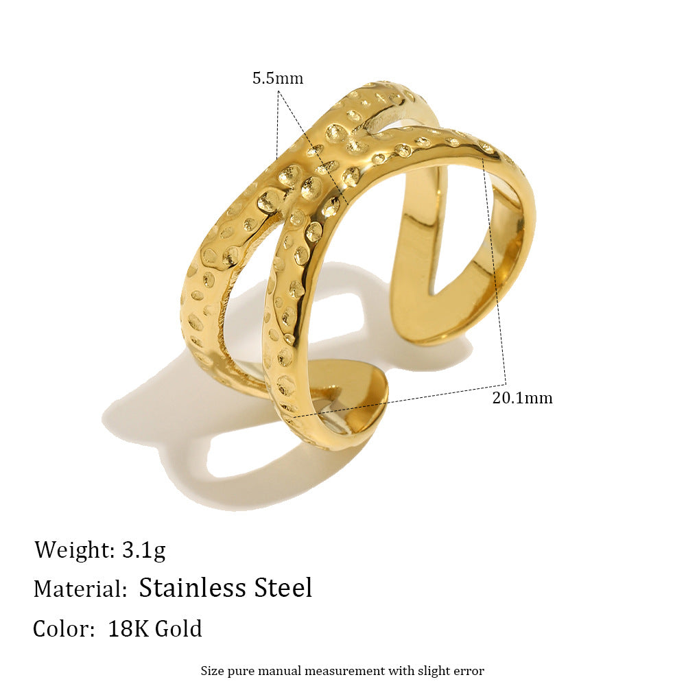 Minimalist 18K Gold Plated Stainless Steel Star Geometric Open Ring for Women