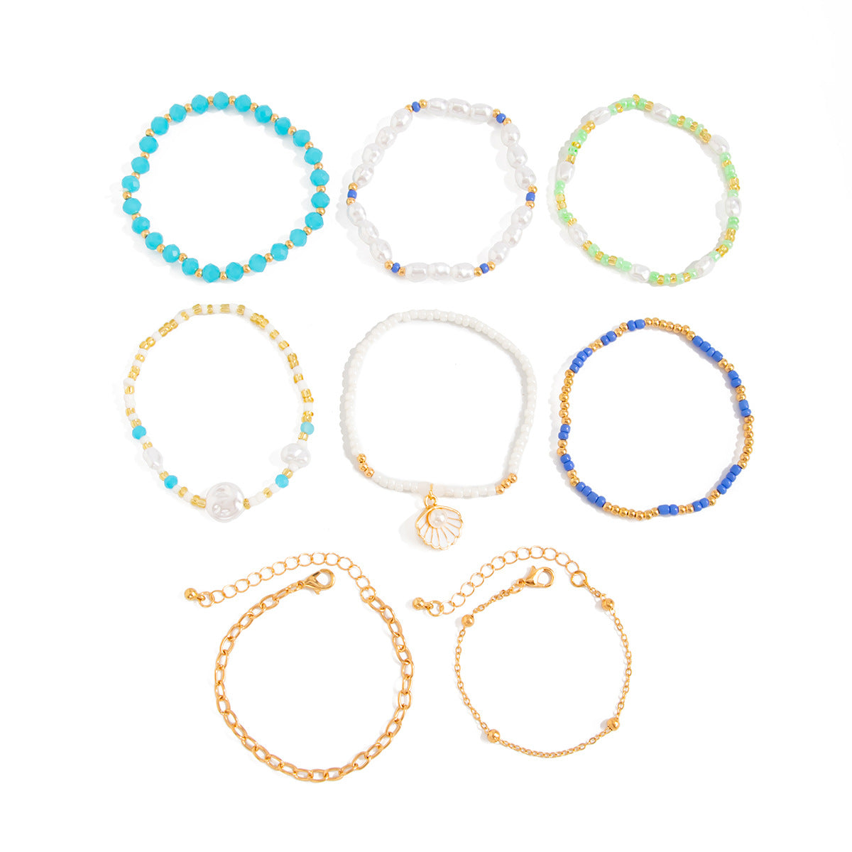 Minimalist Geometric Zinc Alloy Beaded Bracelet for Women