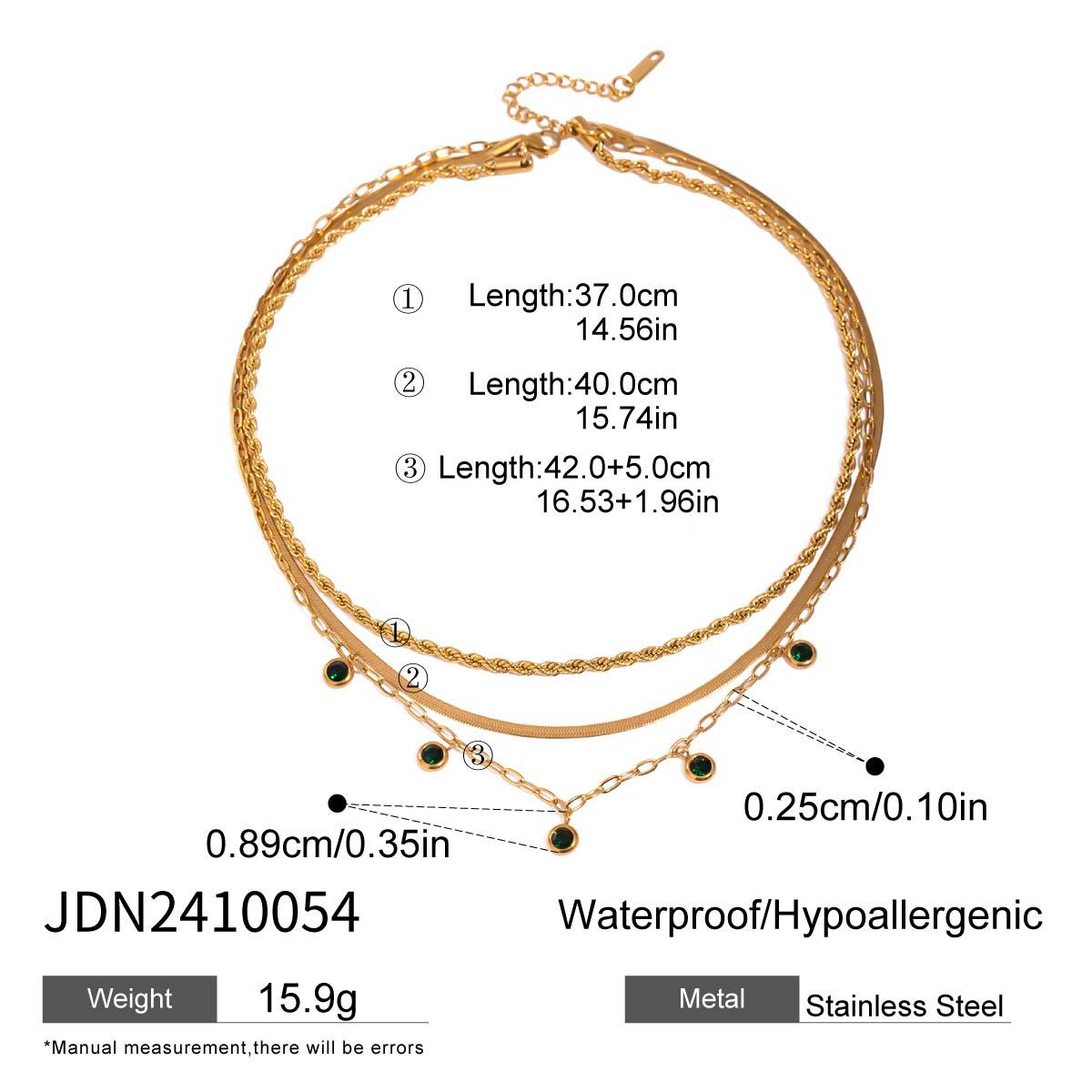 Collana pendente a più strati in acciaio inossidabile geometrico con ciondolo in acciaio al titanio e finitura placcata per donna
