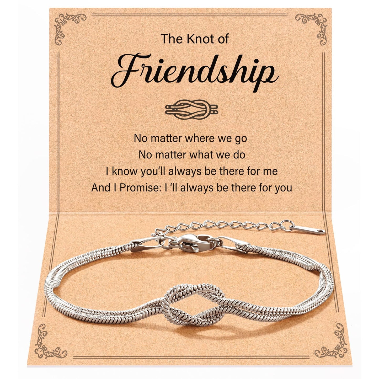 Minimalist Polished Stainless Steel Snake Chain Bracelet with Geometric Knot Design for Women