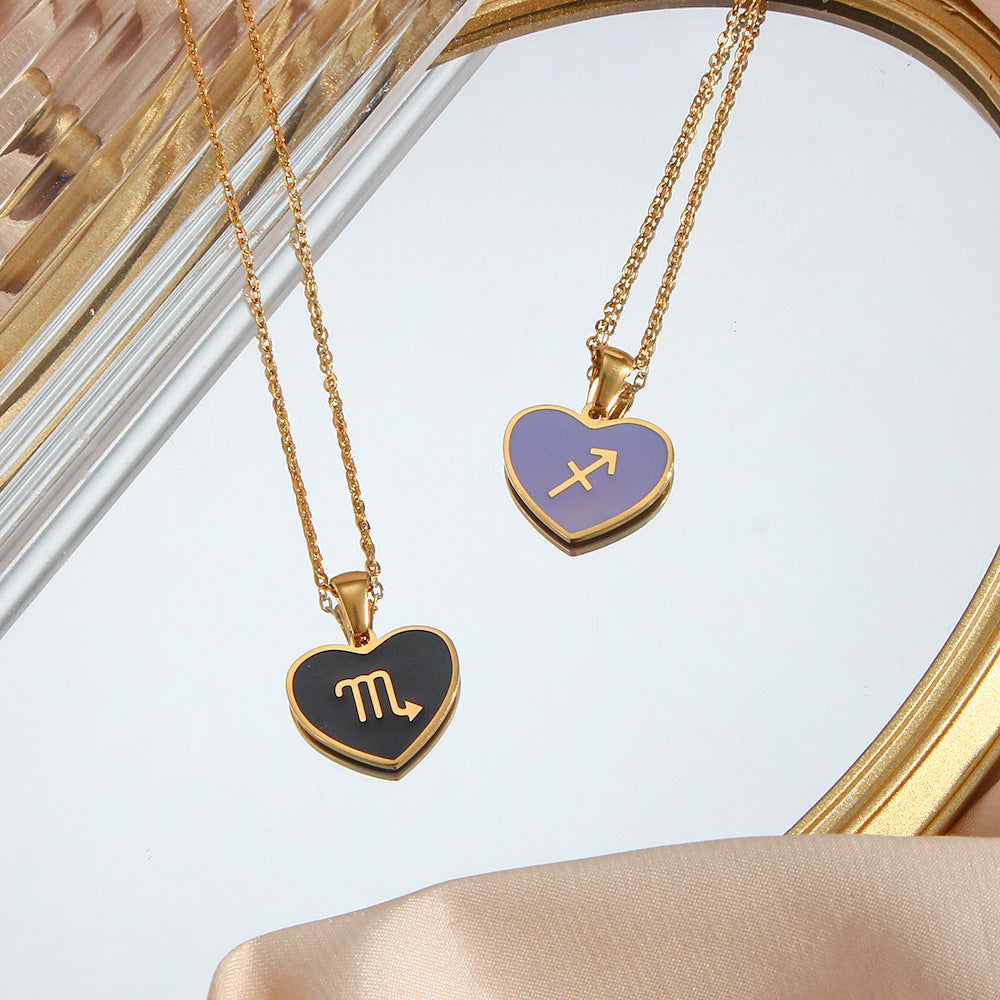 Collana Pendente Segno Zodiacale Minimalista da Donna in Acciaio Inossidabile con Finitura Smaltata