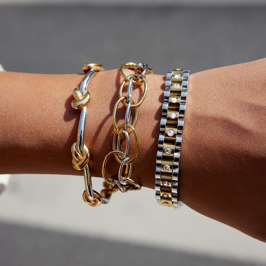 Bracciale di lusso geometrico in acciaio inossidabile da donna con placcatura in oro 18K